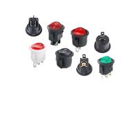 5Pcs KCD1-105 Rocker Switch Black White Red Green LED 2/3/4 Pin 2/3 Gear ON OFF 10A 6A Full Circle Half Circle Power Switch 20mm NWPNLXEA(Black 3P 3Gear-01)