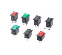 5Pcs KCD1 Rocker Switch Black White Red Green LED 2/3/4/6 Pin 2 Gear 3 Gear ON OFF ON 10A 6A Straight Pins Curved Pins KCD1-101 NWPNLXEA(Red 3P 2Gear)