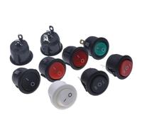 5pcs KCD1 Rond 3 Broches Avec lumière SPST 3 Position ON/OFF 2 Position Interrupteur À Bascule for Bateau 6A 220V 10A 125V Rond À Bascule Dot Bateau LED(2D2P black)