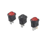 5Pcs KCD11 Rocker Switch Black White Red LED 2Pin 3 Pin 2 Gear ON OFF 3A 6A Full Circle Half Circle Power Switch diameter 16.5mm NWPNLXEA(Black 2P 2Gear-01)