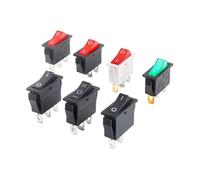 5Pcs KCD3 Rocker Switch Black Transparent Red Green LED Light 2/3 Pins 2/3 Gears 16A Silver Switch Power Button Switch NWPNLXEA(Waterproof Cap)