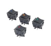 5Pcs KCD4 Rocker Switches 220V Cat's eye Dot Red Green Black Blue LED Light 4P 2Gears 30A Silver Switch Power Button Cap NWPNLXEA(Green LED)