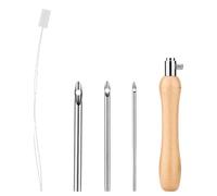5pcs Kit d'Aiguilles à Poinçonner, Punch Needle Kit Comprend Aiguille à Poinçonner de 2/3/4mm une Poignée & un Enfileur d'Aiguille à Poinçonner pour Adultes Débutants Fil Dentaire Point Croix