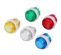 5Pcs LED Boutons, Bouton-Poussoir Lumineux Commutateur à Bouton Poussoir à Réinitialisation Automatique pour Projets de Jeu à jetons