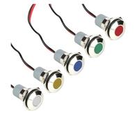5PCS LED Metal Indicator 12mm Waterproof Panel Mounting Small Flat Signal Light 3-6V 12-24V Red Yellow Blue Green White(5PCS MIX 12-24V)