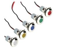 5PCS LED Metal Indicator 12mm Waterproof Panel Mounting Small Flat Signal Light 3-6V 12-24V Red Yellow Blue Green White(5PCS MIX 3-6V)