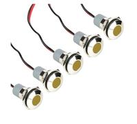 5PCS LED Metal Indicator 12mm Waterproof Panel Mounting Small Flat Signal Light 3-6V 12-24V Red Yellow Blue Green White(5PCS YELLOW 3-6V)