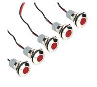5PCS LED Metal Indicator 12mm Waterproof Panel Mounting Small Flat Signal Light 3-6V 12-24V Red Yellow Blue Green White(5PCS RED 3-6V)