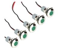 5PCS LED Metal Indicator 12mm Waterproof Panel Mounting Small Flat Signal Light 3-6V 12-24V Red Yellow Blue Green White(5PCS GREEN 3-6V)