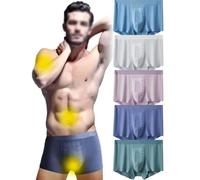 5PCS Lisaonly Men's Energetic Massage Magnetic Underwear Ultra Thin Ice Silk Boxer Briefs Underwear (5Pcs,2XL(70-80kg))