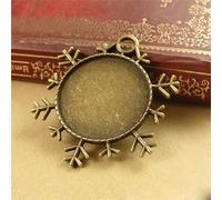 5pcs / lot 25 mm Charmes de flocons de neige Paramètres de camée en verre pendentif Base plateau de lunette pour collier de bricolage bijoux de fabrication de bijoux-11471