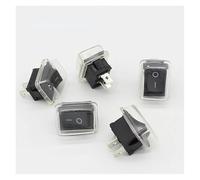 5Pcs/Lot Black Push Button Switch 6A-10A 110V 250V 2Pin Snap-in On/Off Rocker Switch 21MM*15MM with cover Black