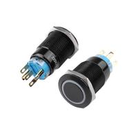 5Pcs/Lot Diameter 19mm Metal Red/Orange/Green Light Led ON-OFF ON-(ON) Self-locking- Reset Black Push Button Switch NWPNLXEA(Green,Self-Locking)