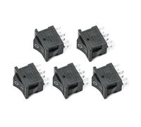 5Pcs/Lot KCD1 2 Pin 250V 3A SPST Black Boat Switch 21 * 15mm Snap-in ON OFF Rocker Position Switch KCD1 With lamp NWPNLXEA(6Pin ON-OFF)