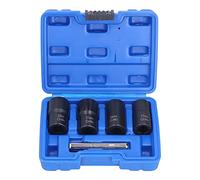 5Pcs Lug Nut Socket Set | High Hardness Chrome Molybdenum Steel | Extracts Worn/Rusty/Damaged Nuts | 1/2 Inch Drive with 22mm 21mm 19mm 17mm Sizes