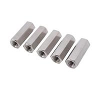5pcs M12 Écrou Long Hexagonal Douille Fileté Attaches en Acier au Carbone, Écrou D'accouplement Tige D'accouplement Hexagonal Vis Colonne pour l'industrie des machines