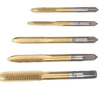 5pcs Manual Screw Thread Tap Tapper Set High Speed Steel Tap Tool M3 M4 M5 M6 M8 (Ti Coated)
