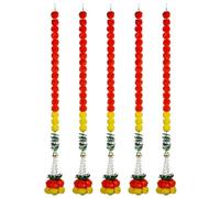 5pcs Marigold Garland 55 Pouces Diwali Marigold Flowers with Bell Artificial Marigold Fleurs Décorations Indiennes pour Les événements Pooja Party, Garland Marigold