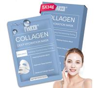 5Pcs Masque au Collagène, korean collagen face mask, Hydratant et Apaisant