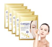 5pcs Masque de Collagène pour Anti-âge, Masque Hydratant Visage Cou Anti-âges, Masque de Réparation de la Peau, Ingrédients Nourrissants et Naturels, Profonde Hydrate, pour Tous les Types de Peau