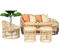 5pcs Meuble de jardin Ensemble de canapés Table Tabouret Fauteuil Véranda Moderne Nouveau