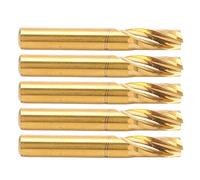 5Pcs Milling Cutter Single Flute Spiral End Mill, High Speed Steel CNC Cutting Tool with Ti Plating, 6x15x50mm for Aluminum Brass Copper Carving, Non Ferrous Metal Machining Kit