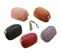 5PCS Mini Porte-Monnaie pour Femmes en PU, Sac À Main Pochette Cash,Double Poche À Fermeture Éclair avec Porte-clés