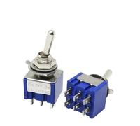 5Pcs Miniature Lever Toggle Switch Single Pole Double Throw ON-OFF-ON/ON-ON 120VAC 6A 1/4 Inch Mounting MTS-102 103 202 203 NWPNLXEA(6Pin ON-OFF-ON Blue)