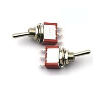 5Pcs Miniature Lever Toggle Switch Single Pole Double Throw ON-OFF-ON/ON-ON 120VAC 6A 1/4 Inch Mounting MTS-102 103 202 203 NWPNLXEA(3Pin ON-ON Red)