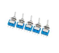 5Pcs Miniature Lever Toggle Switch Single Pole Double Throw ON-OFF-ON/ON-ON 120VAC 6A 1/4 Inch Mounting MTS-102 103 202 203 NWPNLXEA(MTS-102 on-on 3pin)