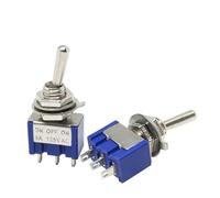5Pcs Miniature Lever Toggle Switch Single Pole Double Throw ON-OFF-ON/ON-ON 120VAC 6A 1/4 Inch Mounting MTS-102 103 202 203 NWPNLXEA(3Pin ON-OFF-ON Blue)