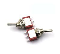 5Pcs Miniature Lever Toggle Switch Single Pole Double Throw ON-OFF-ON/ON-ON 120VAC 6A 1/4 Inch Mounting MTS-102 103 202 203 NWPNLXEA(3Pin ON-OFF-ON Red)