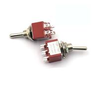 5Pcs Miniature Lever Toggle Switch Single Pole Double Throw ON-OFF-ON/ON-ON 120VAC 6A 1/4 Inch Mounting MTS-102 103 202 203 NWPNLXEA(6Pin ON-ON Red)