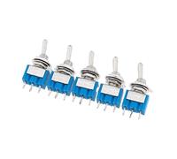 5Pcs Miniature Lever Toggle Switch Single Pole Double Throw ON-OFF-ON/ON-ON 120VAC 6A 1/4 Inch Mounting MTS-102 103 202 203 NWPNLXEA(MTS-103 on-off-on 3pin)