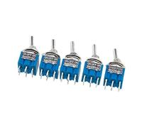 5Pcs Miniature Lever Toggle Switch Single Pole Double Throw ON-OFF-ON/ON-ON 120VAC 6A 1/4 Inch Mounting MTS-102 103 202 203 NWPNLXEA(MTS-203)