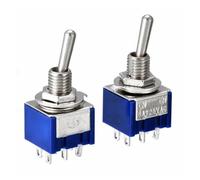 5PCs Miniature Toggle Switch Double Pole Double Throw DPDT (MTS202) ON-ON 120VAC 6A 1/4 Inch Mounting MTS-202