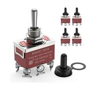 5PCS Momentary Toggle Switch 12V DC 3 Position 30A DPDT (ON)-Off-(ON) 6 Pin Car Toggle Switch With Cover Boot For Cars Boat Auto NWPNLXEA