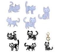 5pcs Moule Resine Epoxy pour Porte-clés Et Bijoux, Creative Crâne de Chat Pendentif en Boucle D'oreille Moules en Résine Silicone, DIY Chat Pendentif Bijoux Moule en Silicone, Outils de Bijoux