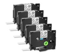 5pcs noir sur un cochon d'étiquette laminé adhésif fort clair compatible avec TZE-S131 Compatible avec les imprimantes 9 mm 12 mm 18 mm 24 mm