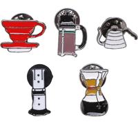5pcs Nouveauté Broche Pot de café -Outils Série Motif Bricolage Alliage Léger Epingle de revers décorative pour sac