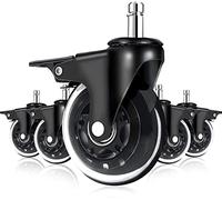 5Pcs Office Chair Caster Wheels Swivel Caster Wheels Replacement Soft Safe Rollers Furniture Hardware Casters(Wheel With Brake)