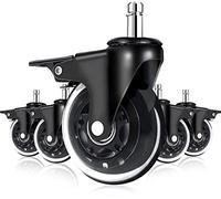 5Pcs Office Chair Caster Wheels with Brakes 11mm for Hardwood Floors and Low Pile Carpet,Heavy Duty Quiet Swivel Repl Casters