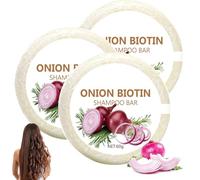 5pcs Onion Biotin Shampoo Bar, 60g Oignon Shampooing Savon, Pour La Croissance, La Nutrition Et Le Volume Des Cheveux, Hydratant Oignons Shampooing pour Femmes Hommes Et à Tous Types De Cheveux (3pcs)