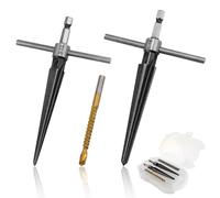 5pcs Outil d'Alésoir Conique Ensemble, 3-13mm(1/8''-1/2'') et 5-16mm(1/2"-5/8") Trou de broche de Pont Alésoir à main Alésoir Conique à Poignée en T pour Guitares Bois Plastique Tuyaux Coupe