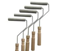 5Pcs Outils de Rouleau en Fibre de Verre, Kit de Palette de Rouleau à Bulles de Stratification de Tête en Aluminium de 20mm x 125mm pour Composite de résine de moule