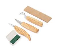 5Pcs Outils de Sculpture Sur Bois Fixés Pour La Cuillère en acier de Haute Résistance Découpant 3 Couteaux Dans Les Outils Roulent Le Cuir Strop Et Couteau de Crochet de Découpage avec Le Sac de Toile