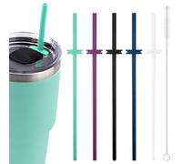 5pcs Pailles en Silicone, 5 Couleurs Pailles de Rechange Pailles Souples avec Brosse Accessoires de Tasse pour Yeti Verre avec Magslider Couvercle