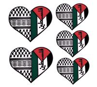 5Pcs Palestine Pin Alliage Drapeau Palestinien Pin, Insigne de Palestine Libre en Forme de Coeur pour Femmes Hommes, Brassard d'Insigne Revers en Émail pour Sac à Dos Support Patriotique..