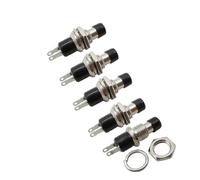 5Pcs PBS-110 Push Button Switch 2 Pin Normally Open ON-OFF 250V/1A 125V/3A Round Momentary Self Reset Switchs NWPNLXEA(Black 5Pcs)