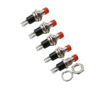 5Pcs PBS-110 Push Button Switch 2 Pin Normally Open ON-OFF 250V/1A 125V/3A Round Momentary Self Reset Switchs NWPNLXEA(Red 5Pcs)